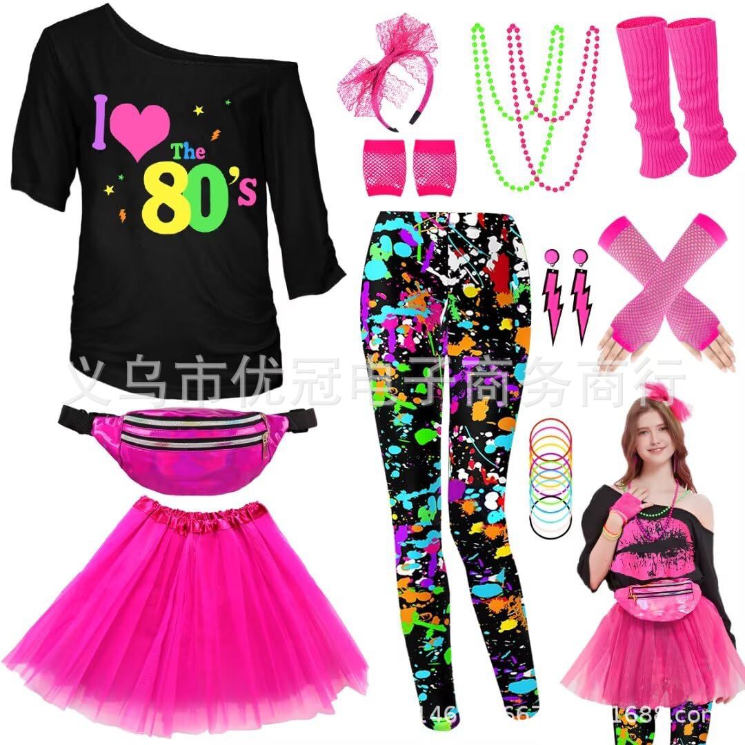 Women'S Fashion From The 80S - Women 80s Cosplay Costume Accessories Set
