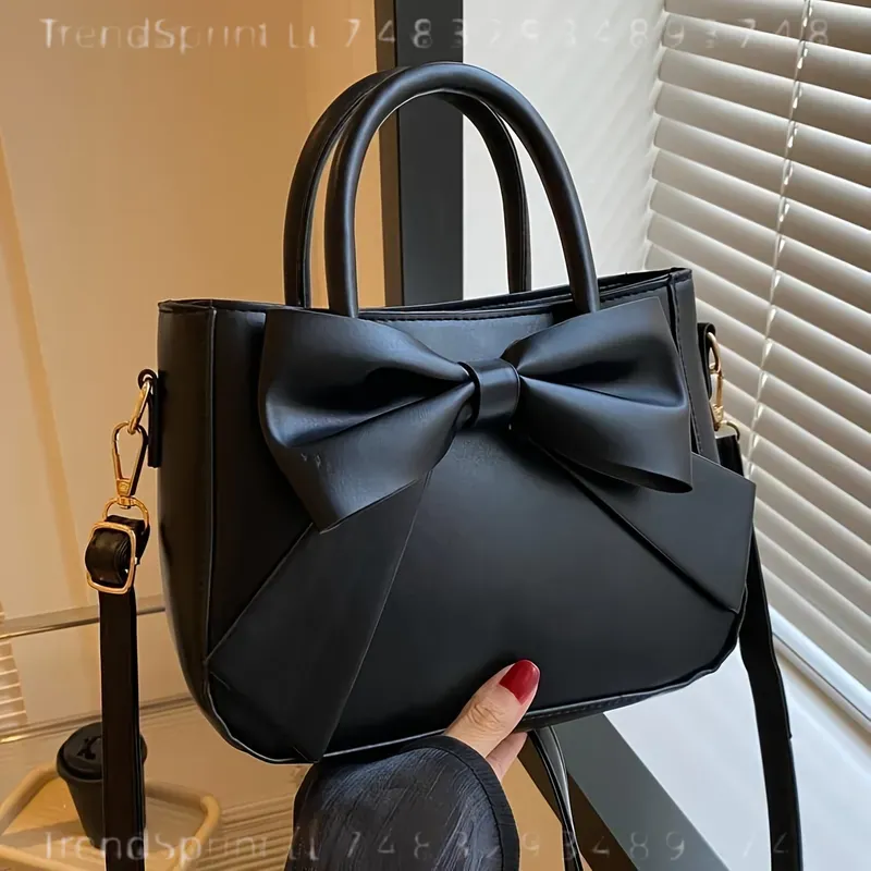 Elegant Black Bow Handbag for  - Women Fashion Handbags recension och pris