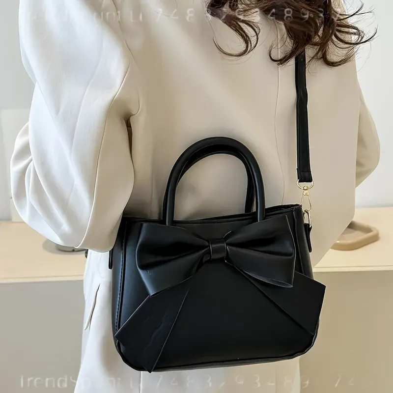 Elegant Black Bow Handbag for  - Women Fashion Handbags recension och pris