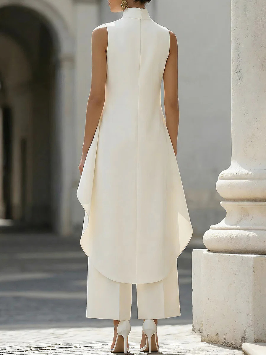 Women Stand Neck Sleeveless La - Wide Leg Palazzo Pants recension och pris