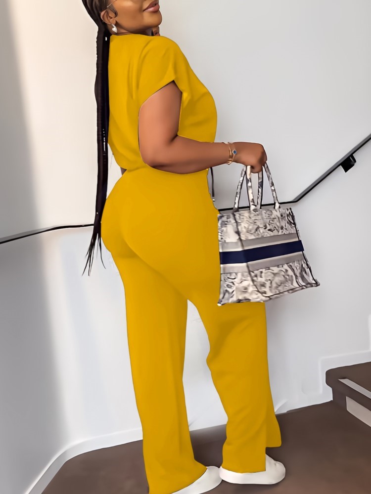 Women Casual Round Neck Drawst - Wide Leg Palazzo Pants recension och pris