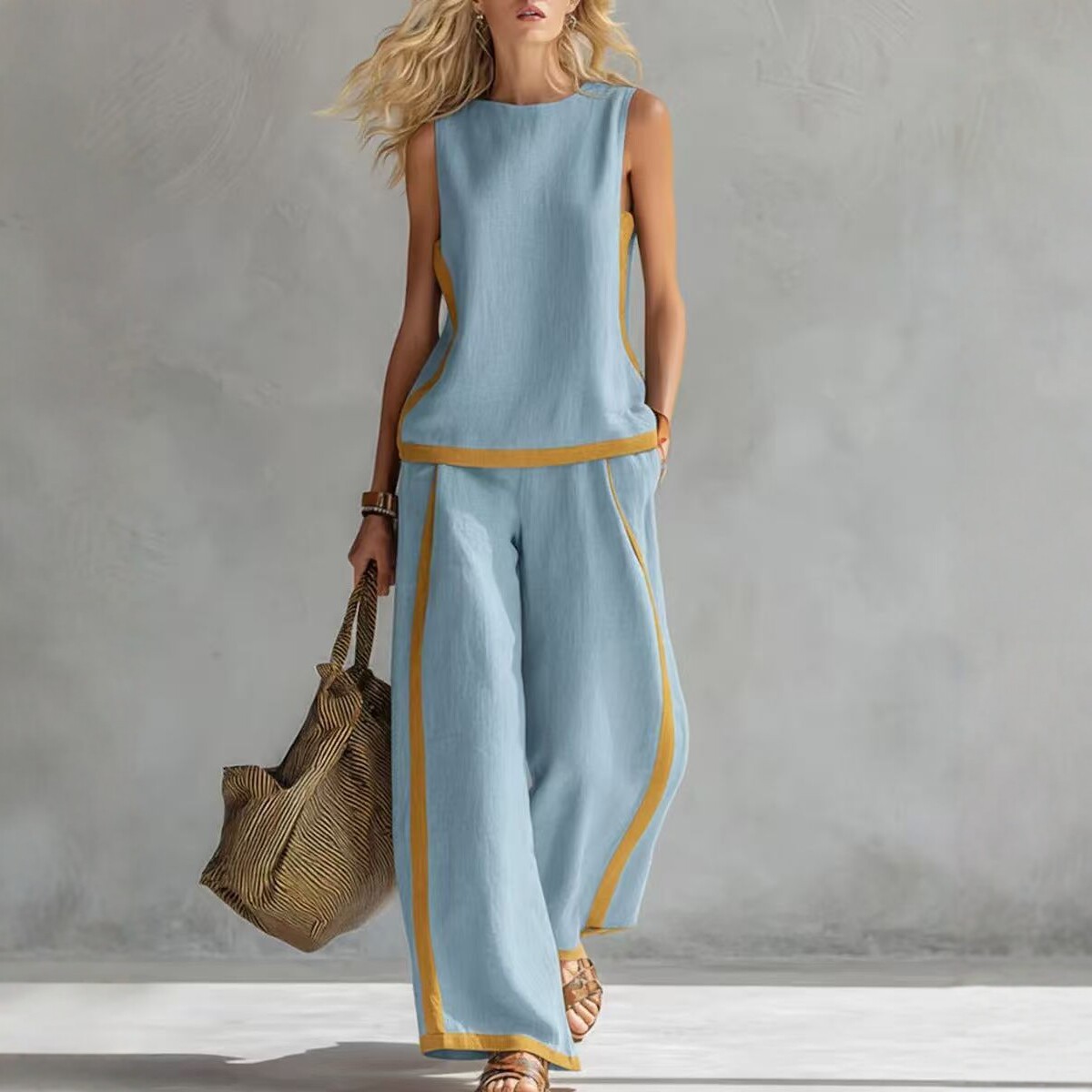 Simple Stripe Print Women's Su - Wide Leg Palazzo Pants recension och pris