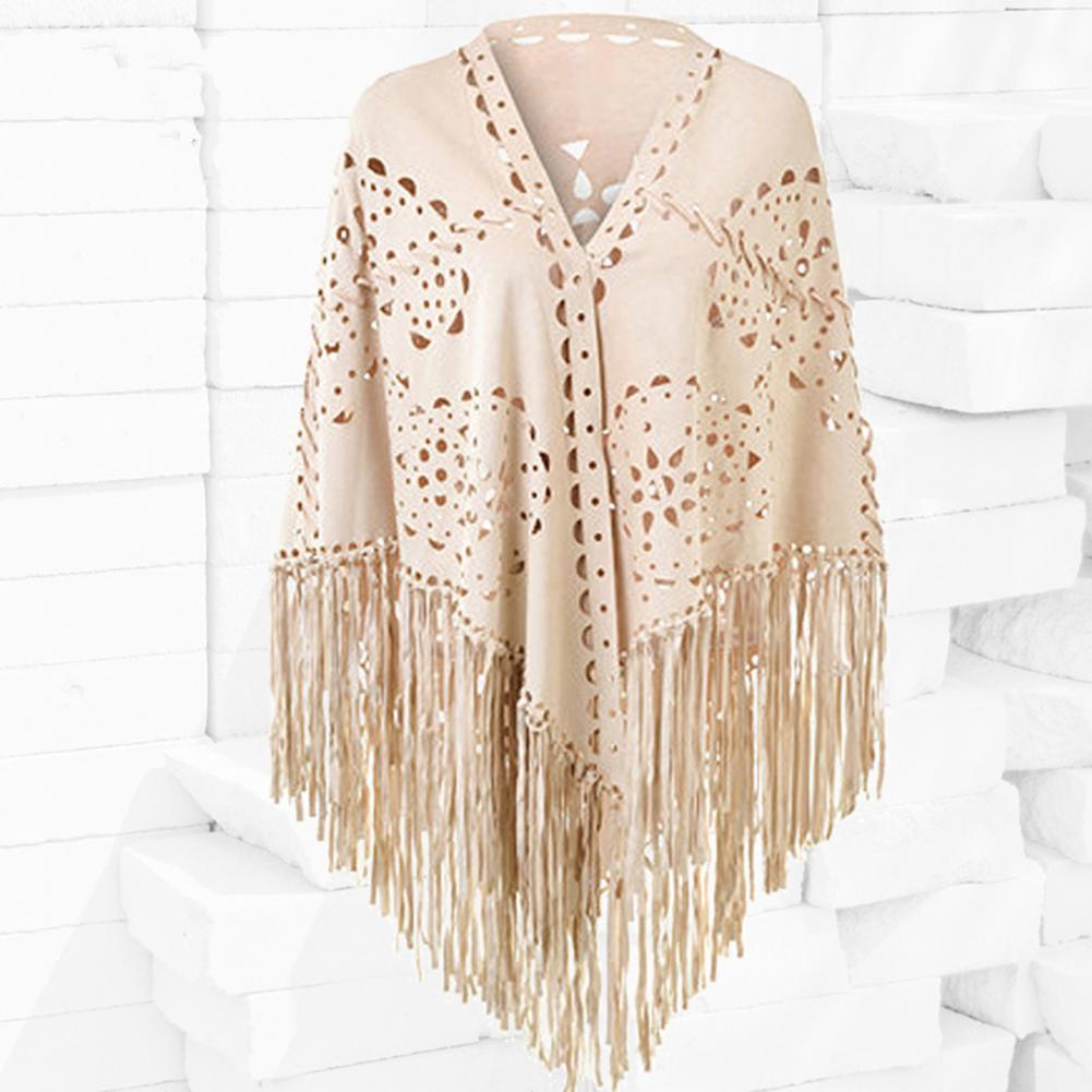 New In 2024 Solid Color Hollow - Women'S Fashion Poncho recension och pris