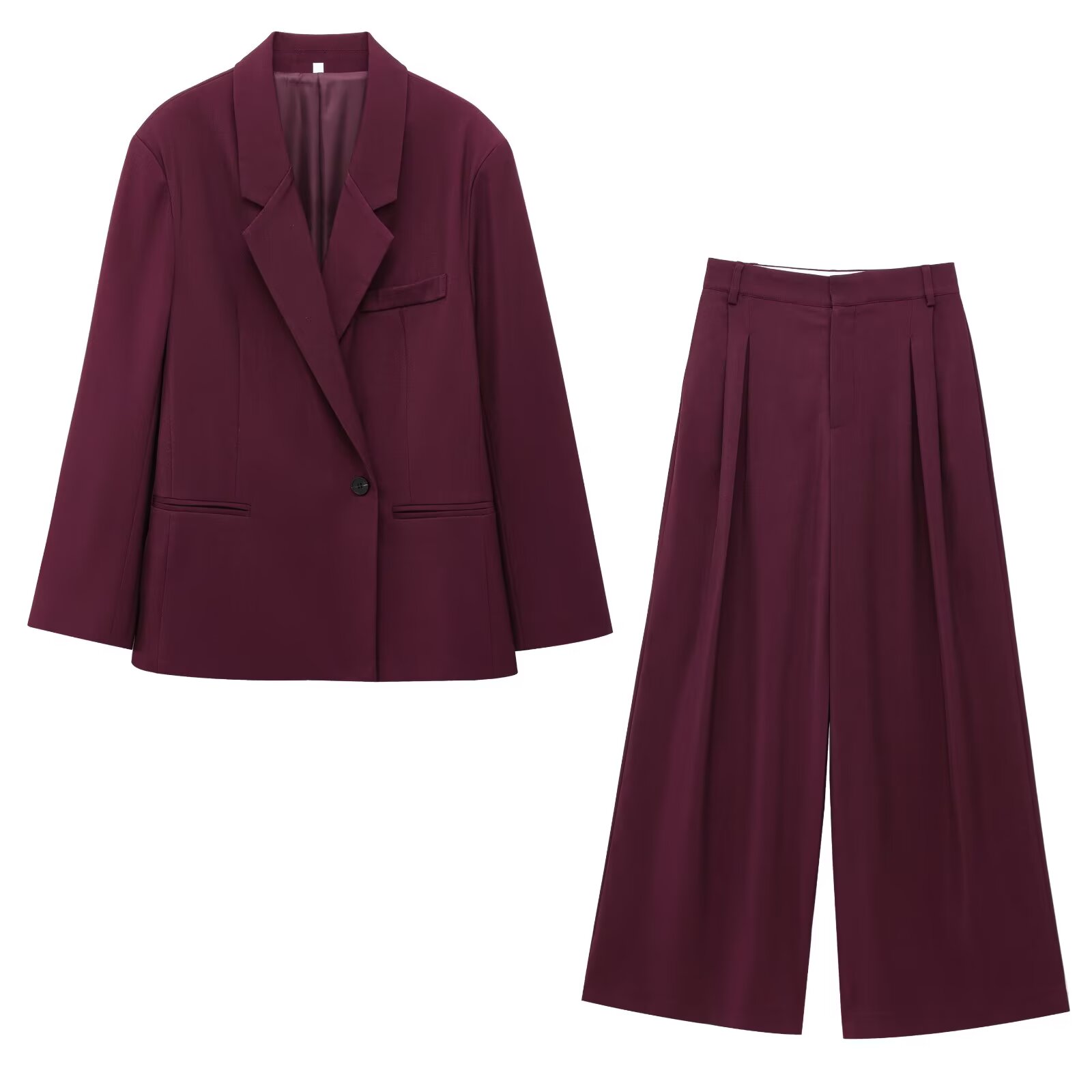 Women Blazer + Pleated Wide Le - Wide Leg Palazzo Pants recension och pris