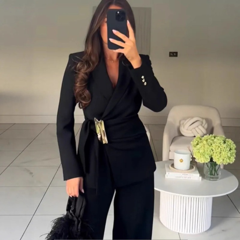 Women's Suit Pants Two-Piece S - Wide Leg Palazzo Pants recension och pris