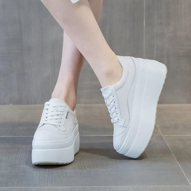 8cm New Canvas Genuine Leather - Sneakers Fashion Women recension och pris