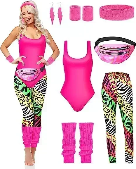 7 Pcs 80s Fancy Workout Costum - Women'S Fashion From The 80S recension och pris