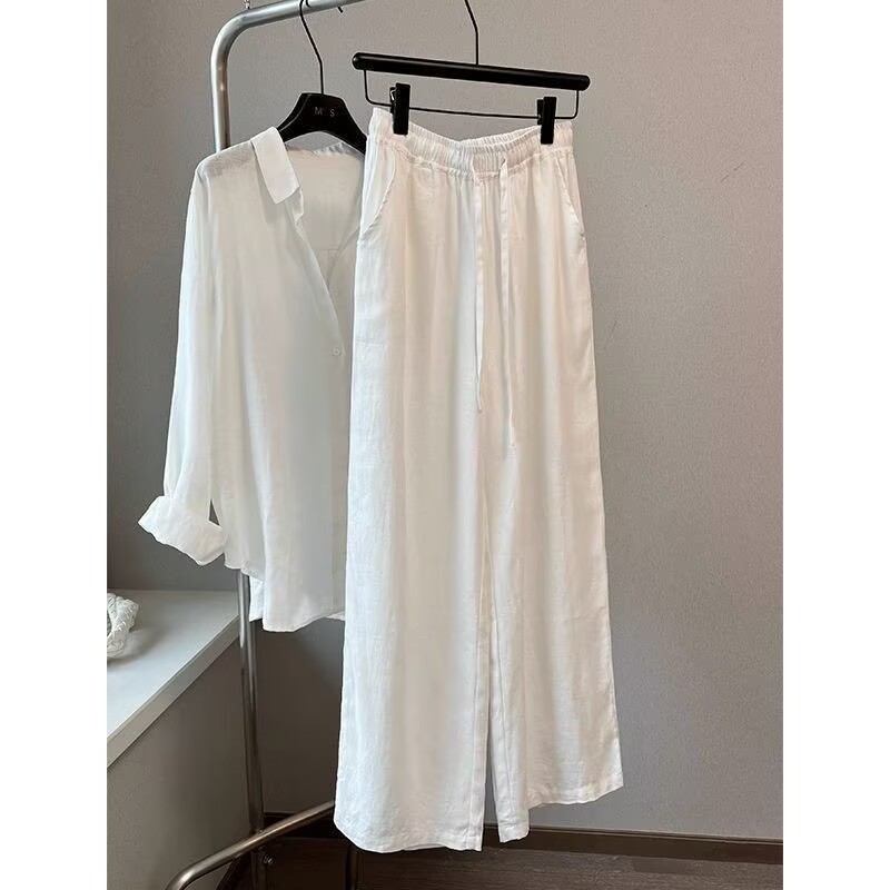 Korean White Cotton Linen Wide - Wide Leg Palazzo Pants recension och pris