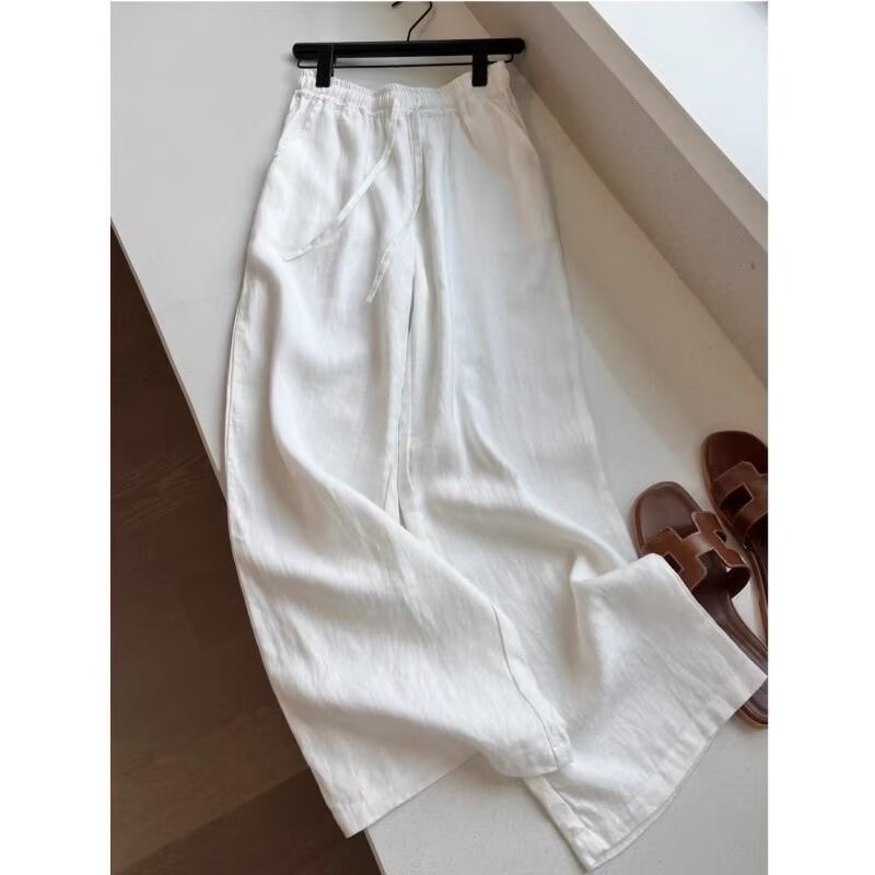 Korean White Cotton Linen Wide - Wide Leg Palazzo Pants recension och pris