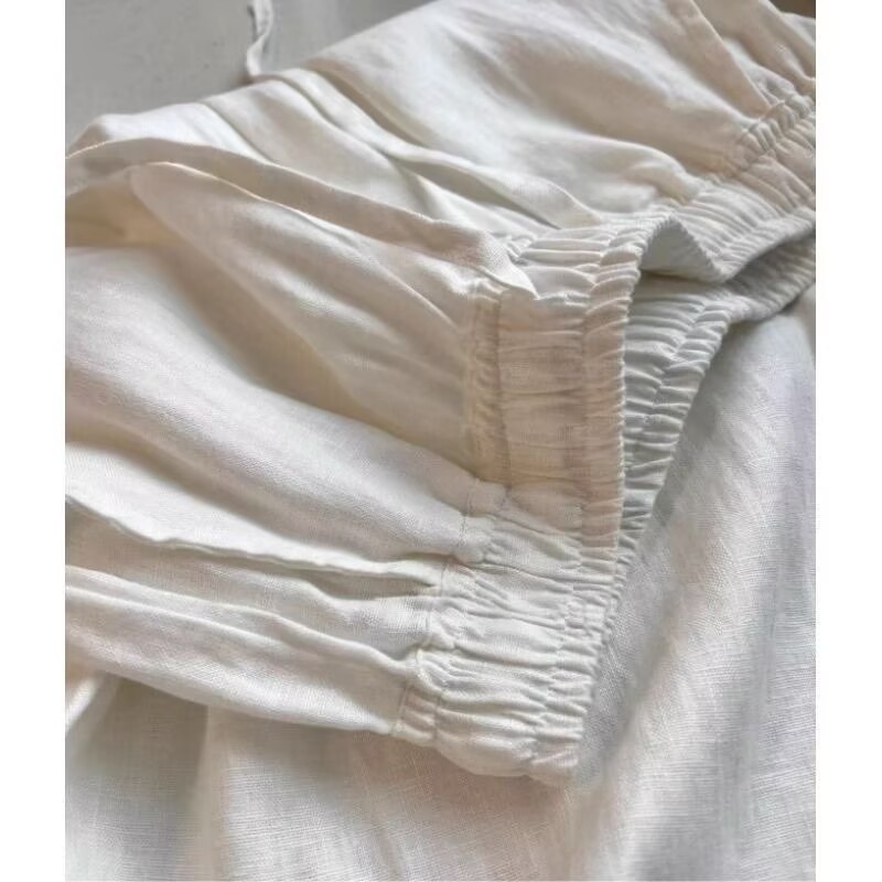 Korean White Cotton Linen Wide - Wide Leg Palazzo Pants recension och pris