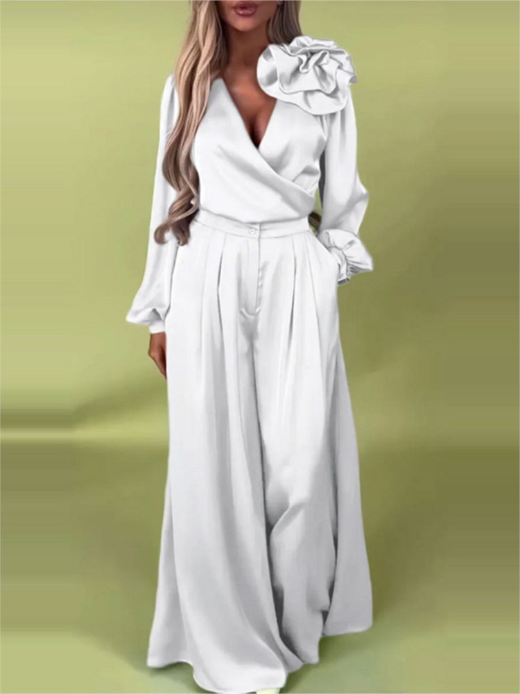 Fashion Solid Color Satin Long - Wide Leg Palazzo Pants recension och pris