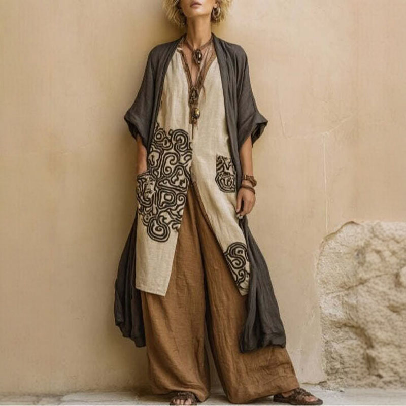 Boho Open Front Kimono Geometr - Women'S Fashion Kimono recension och pris