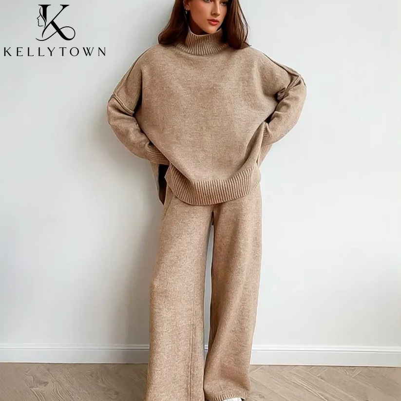2026 Autumn Winter Knitted Pan - Wide Leg Palazzo Pants recension och pris