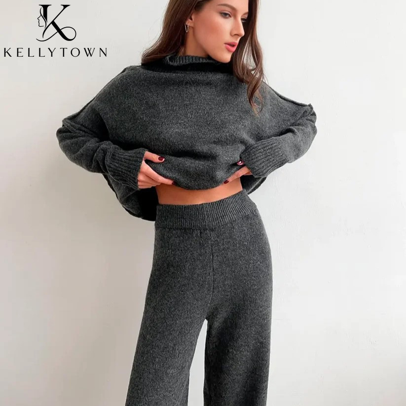 2026 Autumn Winter Knitted Pan - Wide Leg Palazzo Pants recension och pris