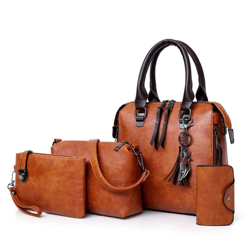 4Pcs Solid Color Bag Set With  - Women Fashion Handbags recension och pris